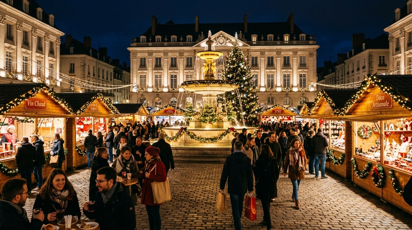 plongez dans l'esprit festif en découvrant le marché de noël à nantes, avec ses chalets traditionnels, ses animations et ses délices gourmands.
